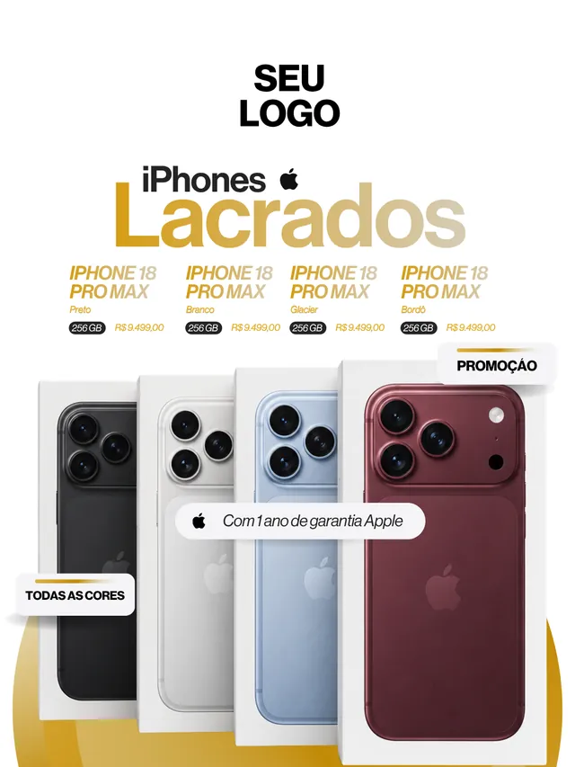 iPhones 18 Pro Max lacrados, com o Bordô em destaque