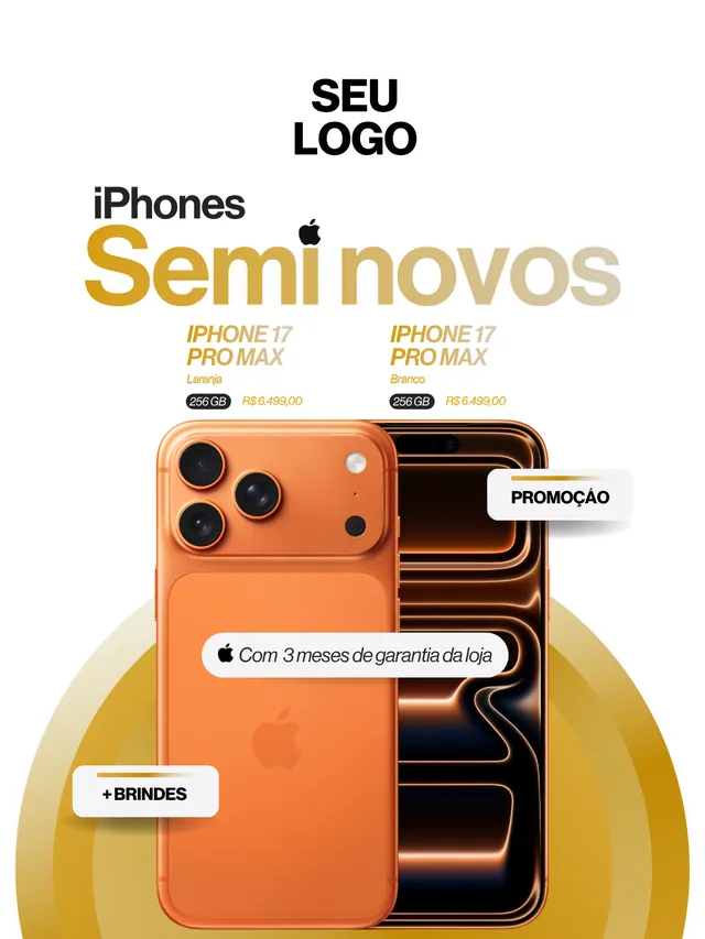 Arte do pack: iPhone 17 Pro Max seminovo