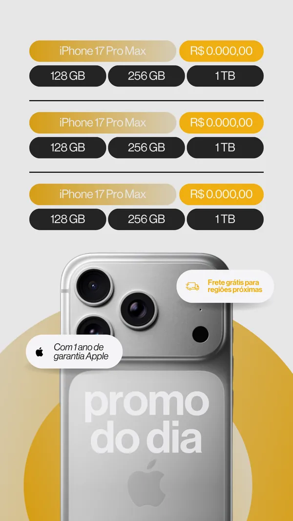 Promo do dia do iPhone 17 Pro Max prateado