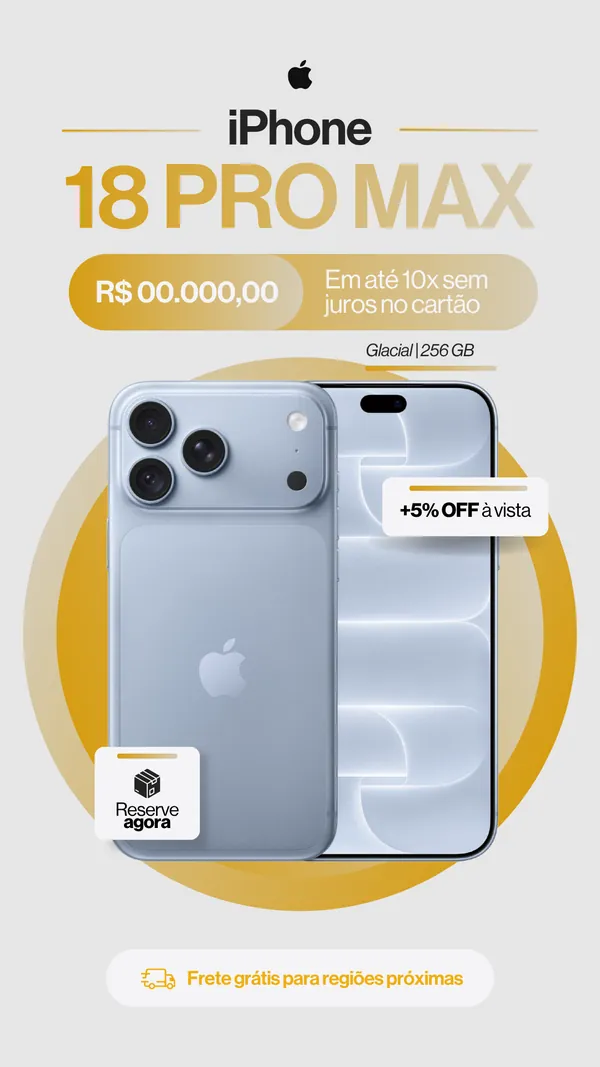 iPhone 18 Pro Max Glacial com desconto à vista